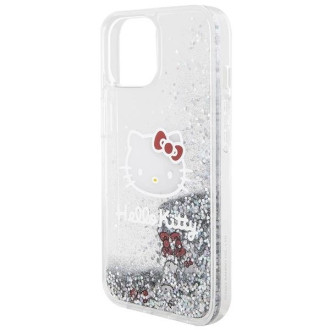 Custodia Hello Kitty Liquid Glitter Charms Kitty Head per iPhone 15 - argento