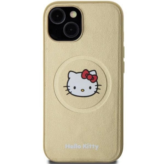 Custodia Hello Kitty in pelle Kitty Head MagSafe per iPhone 15 - oro