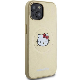 Custodia Hello Kitty in pelle Kitty Head MagSafe per iPhone 15 - oro