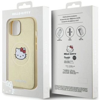 Custodia Hello Kitty in pelle Kitty Head MagSafe per iPhone 15 - oro