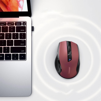 Ugreen MU006 bezdrátová optická myš USB 2,4 GHz / Bluetooth 5.0 4000 DPI - červená
