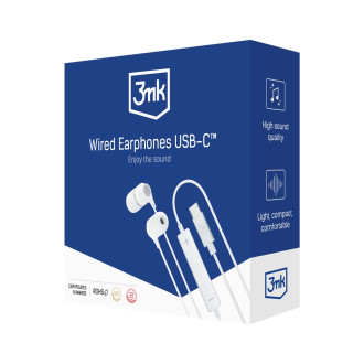 Kabelová sluchátka USB-C 3mk – bílá