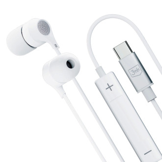 Kabelová sluchátka USB-C 3mk – bílá