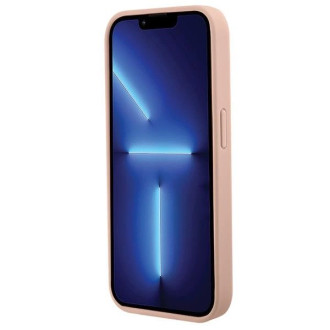 Pouzdro Guess Croco Triangle Metal Logo pro iPhone 15 Pro - růžové