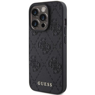 Guess Leather 4G Stamped pouzdro pro iPhone 15 Pro Max - černé