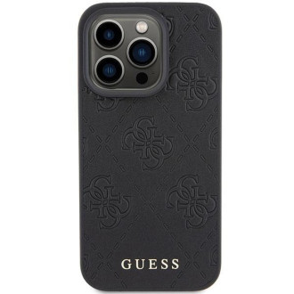 Guess Leather 4G Stamped pouzdro pro iPhone 15 Pro Max - černé
