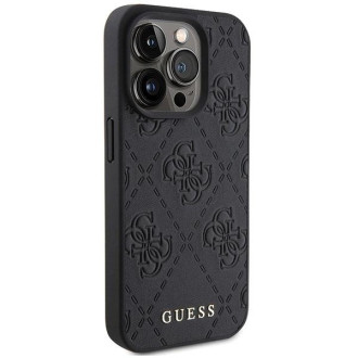 Guess Leather 4G Stamped pouzdro pro iPhone 15 Pro Max - černé