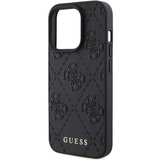 Guess Leather 4G Stamped pouzdro pro iPhone 15 Pro Max - černé