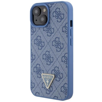 Guess GUHCP15SP4TDPB iPhone 15 6,1&quot; modro/modré pevné pouzdro Leather 4G Triangle Strass