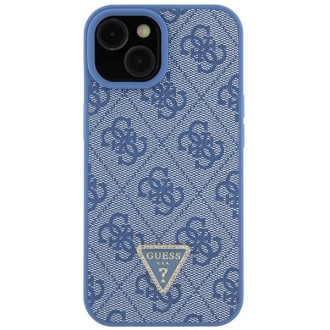 Guess GUHCP15SP4TDPB iPhone 15 6,1&quot; modro/modré pevné pouzdro Leather 4G Triangle Strass