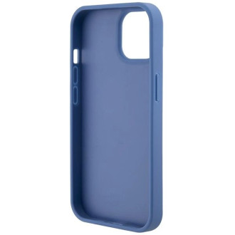 Guess GUHCP15SP4TDPB iPhone 15 6,1&quot; modro/modré pevné pouzdro Leather 4G Triangle Strass