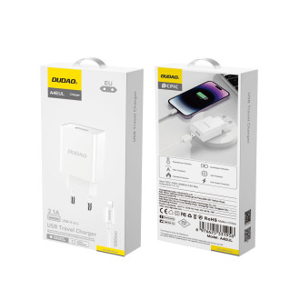 Dudao A4EU USB-A 2.1A nástěnná nabíječka - bílá + USB-A - Lightning kabel