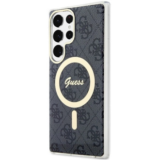 Guess GUHMS23LH4STK S23 Ultra S918 černo/černé pevné pouzdro 4G MagSafe