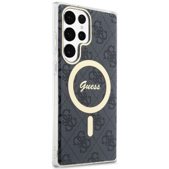 Guess GUHMS23LH4STK S23 Ultra S918 černo/černé pevné pouzdro 4G MagSafe