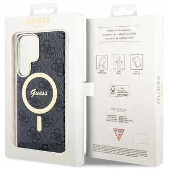 Guess GUHMS23LH4STK S23 Ultra S918 černo/černé pevné pouzdro 4G MagSafe