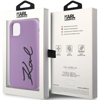 Karl Lagerfeld KLHCN61SKSVGU iPhone 11 / Xr 6,1&quot; fialový/fialový pevný obal silikonový podpis