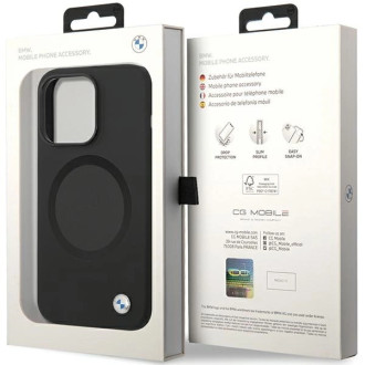 BMW BMHMP14LSILBK2 pouzdro pro iPhone 14 Pro - černé Signature Liquid Silicone MagSafe
