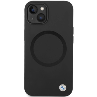 BMW BMHMP14SSILBK2 pouzdro pro iPhone 14 - černé Signature Liquid Silicone MagSafe