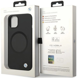 BMW BMHMP14SSILBK2 pouzdro pro iPhone 14 - černé Signature Liquid Silicone MagSafe