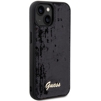 Guess Sequin Script Kovové pouzdro pro iPhone 15 - černé