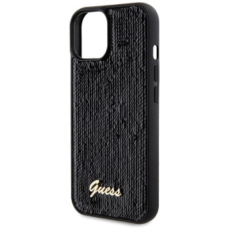 Guess Sequin Script Kovové pouzdro pro iPhone 15 - černé