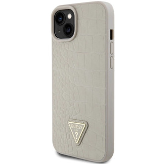 Guess GUHCP15SPCRTHCD iPhone 15 6,1&quot; zlato/zlatý pevný obal Croco Triangle Metal Logo