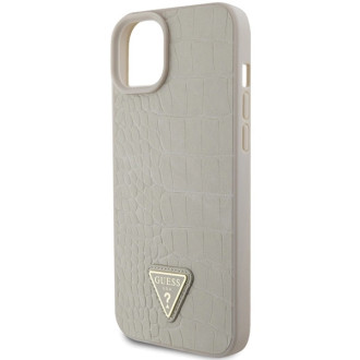 Guess GUHCP15SPCRTHCD iPhone 15 6,1&quot; zlato/zlatý pevný obal Croco Triangle Metal Logo