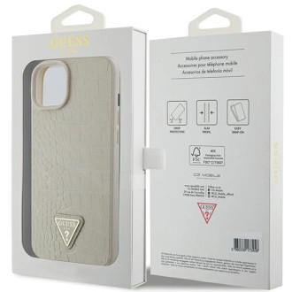 Guess GUHCP15SPCRTHCD iPhone 15 6,1&quot; zlato/zlatý pevný obal Croco Triangle Metal Logo