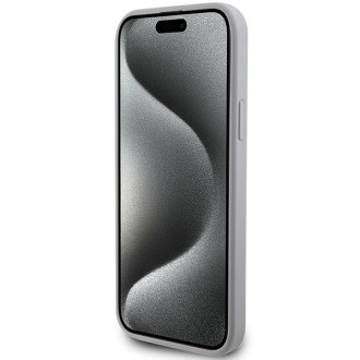 Guess GUHCP15SPS4DGPS iPhone 15 6,1&quot; stříbrný/stříbrný pevný obal Strass Metal Logo