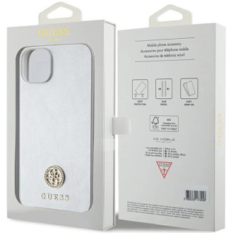 Guess GUHCP15SPS4DGPS iPhone 15 6,1&quot; stříbrný/stříbrný pevný obal Strass Metal Logo
