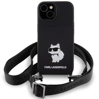 Karl Lagerfeld KLHCP15SSCBSCNK iPhone 15 6,1&quot; pevný obal černo/černý Crossbody silikonová chupette