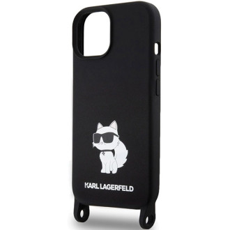 Karl Lagerfeld KLHCP15SSCBSCNK iPhone 15 6,1&quot; pevný obal černo/černý Crossbody silikonová chupette