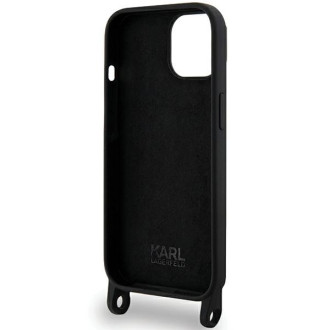 Karl Lagerfeld KLHCP15SSCBSCNK iPhone 15 6,1&quot; pevný obal černo/černý Crossbody silikonová chupette