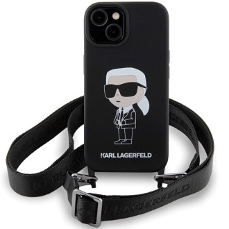 Karl Lagerfeld KLHCP15SSCBSKNK iPhone 15 6,1&quot; pevný obal černo/černý Crossbody silikonový Ikonik