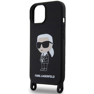 Karl Lagerfeld KLHCP15SSCBSKNK iPhone 15 6,1&quot; pevný obal černo/černý Crossbody silikonový Ikonik