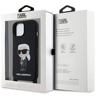 Karl Lagerfeld KLHCP15SSCBSKNK iPhone 15 6,1&quot; pevný obal černo/černý Crossbody silikonový Ikonik
