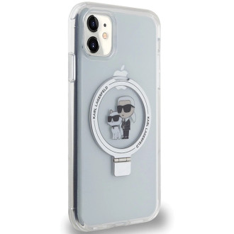 Karl Lagerfeld KLHMN61HMRSKCH iPhone 11 / Xr 6,1&quot; bílé/bílé pevné pouzdro Ring Stand Karl&amp;Choupette MagSafe