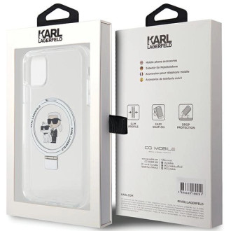 Karl Lagerfeld KLHMN61HMRSKCH iPhone 11 / Xr 6,1&quot; bílé/bílé pevné pouzdro Ring Stand Karl&amp;Choupette MagSafe