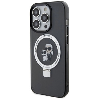 Karl Lagerfeld KLHMP13LHMRSKCK iPhone 13 Pro 6,1&quot; černo/černé pevné pouzdro Ring Stand Karl&amp;Choupette MagSafe