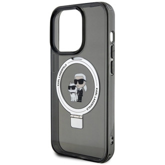 Karl Lagerfeld KLHMP13LHMRSKCK iPhone 13 Pro 6,1&quot; černo/černé pevné pouzdro Ring Stand Karl&amp;Choupette MagSafe