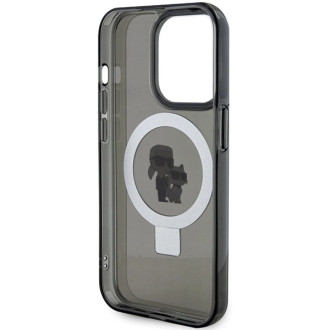 Karl Lagerfeld KLHMP13LHMRSKCK iPhone 13 Pro 6,1&quot; černo/černé pevné pouzdro Ring Stand Karl&amp;Choupette MagSafe