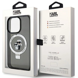 Karl Lagerfeld KLHMP13LHMRSKCK iPhone 13 Pro 6,1&quot; černo/černé pevné pouzdro Ring Stand Karl&amp;Choupette MagSafe