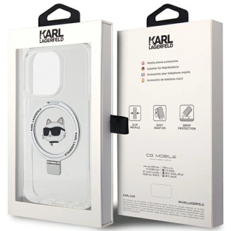 Karl Lagerfeld KLHMP15LHMRSCHH iPhone 15 Pro 6,1&quot; bílé/bílé pevné pouzdro Ring Stand Choupette Head MagSafe