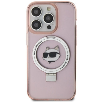 Karl Lagerfeld KLHMP15LHMRSCHP iPhone 15 Pro 6,1&quot; růžové/růžové pevné pouzdro Ring Stand Choupette Head MagSafe