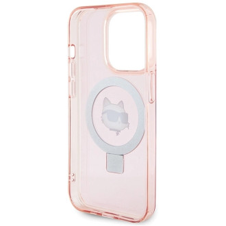 Karl Lagerfeld KLHMP15LHMRSCHP iPhone 15 Pro 6,1&quot; růžové/růžové pevné pouzdro Ring Stand Choupette Head MagSafe