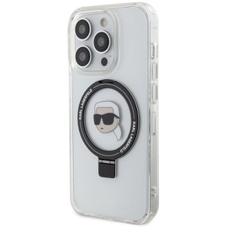 Karl Lagerfeld KLHMP15LHMRSKHH iPhone 15 Pro 6,1&quot; bílé/bílé pevné pouzdro Ring Stand Karl Head MagSafe