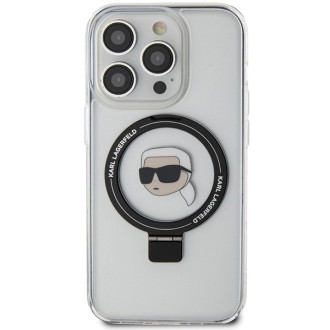 Karl Lagerfeld KLHMP15LHMRSKHH iPhone 15 Pro 6,1&quot; bílé/bílé pevné pouzdro Ring Stand Karl Head MagSafe