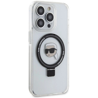 Karl Lagerfeld KLHMP15LHMRSKHH iPhone 15 Pro 6,1&quot; bílé/bílé pevné pouzdro Ring Stand Karl Head MagSafe