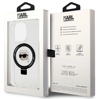 Karl Lagerfeld KLHMP15LHMRSKHH iPhone 15 Pro 6,1&quot; bílé/bílé pevné pouzdro Ring Stand Karl Head MagSafe
