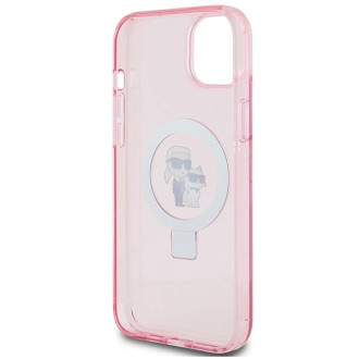 Karl Lagerfeld Ring Stand Pouzdro Karl&amp;Choupette MagSafe pro iPhone 15 Plus - růžové